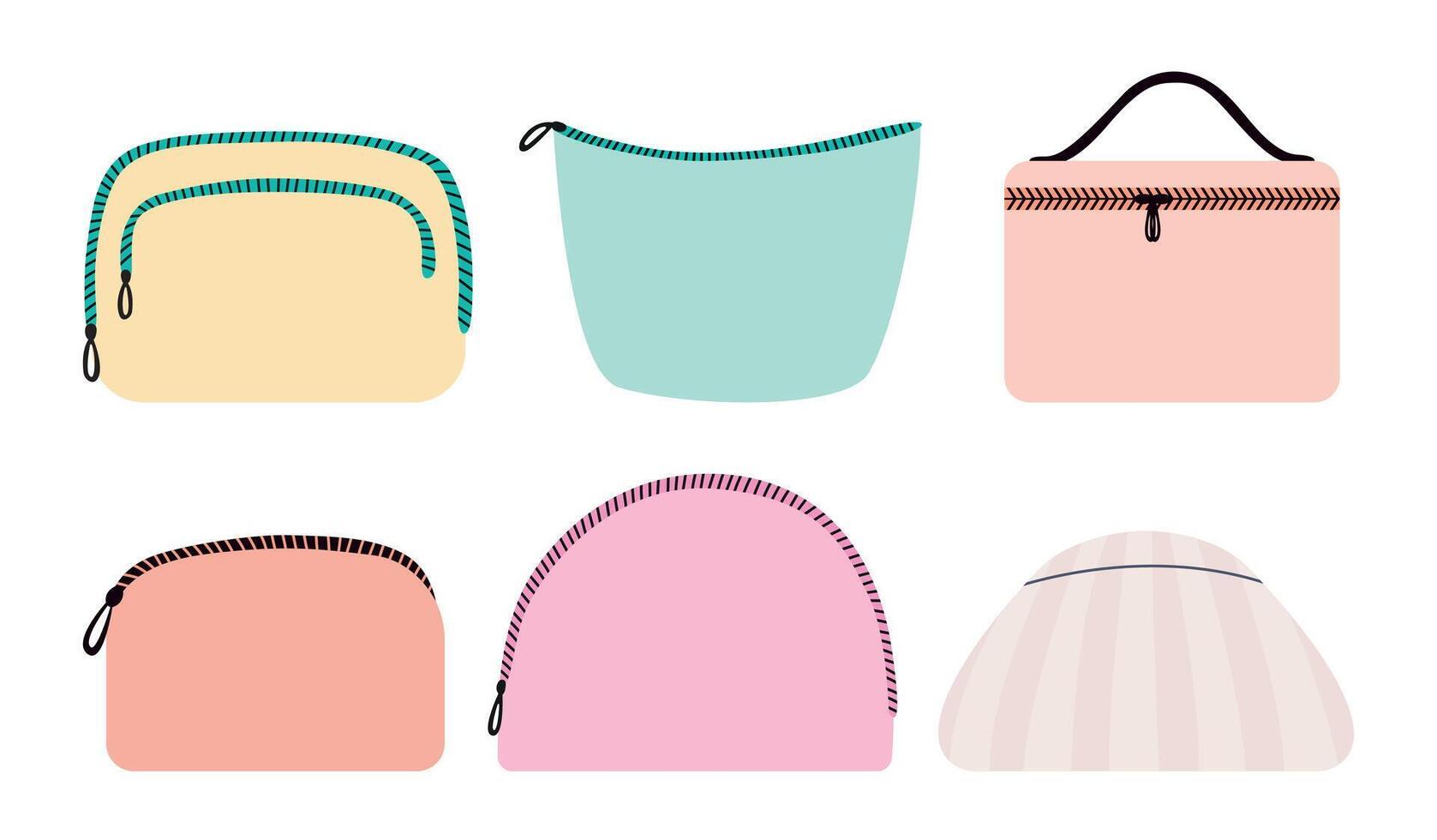 Set of cosmetic bag flat . Flat make up bags set vector