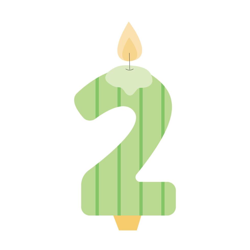 Candle shaped number 2 flat clipart vector