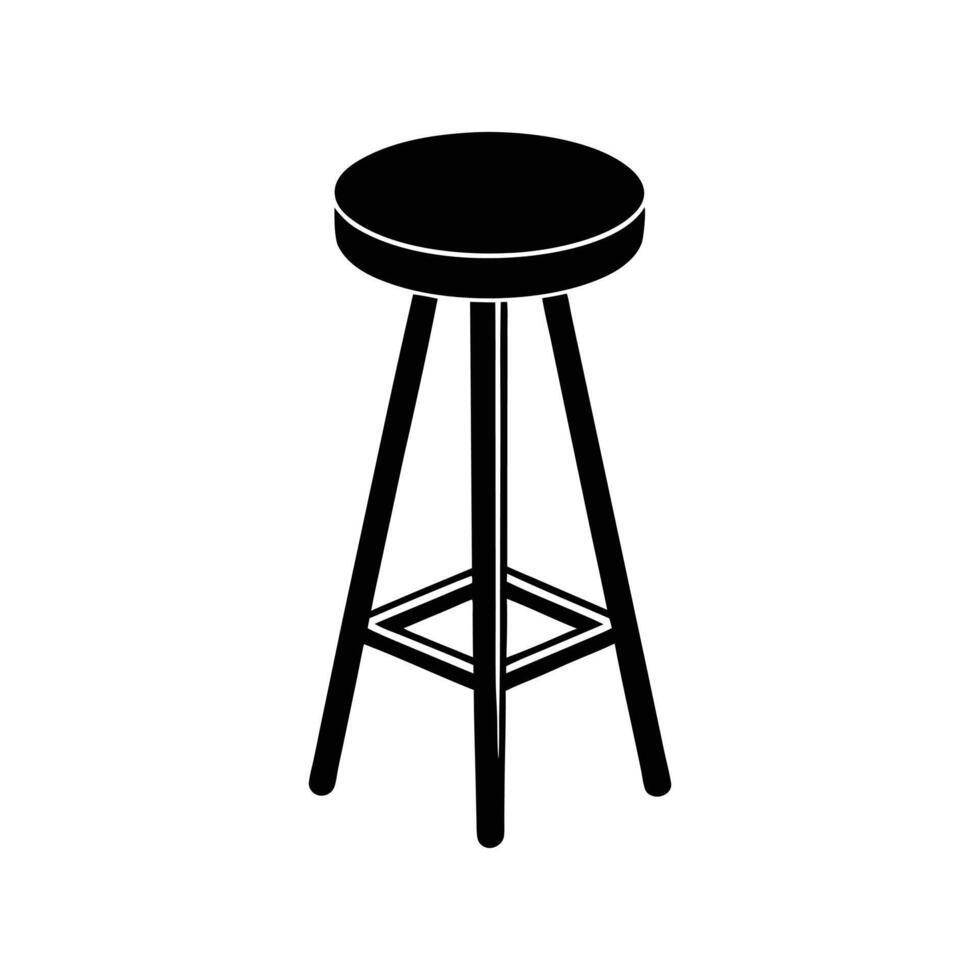 Bar Stool Icon - Simple Illustration of a High Chair with Round Seat vector