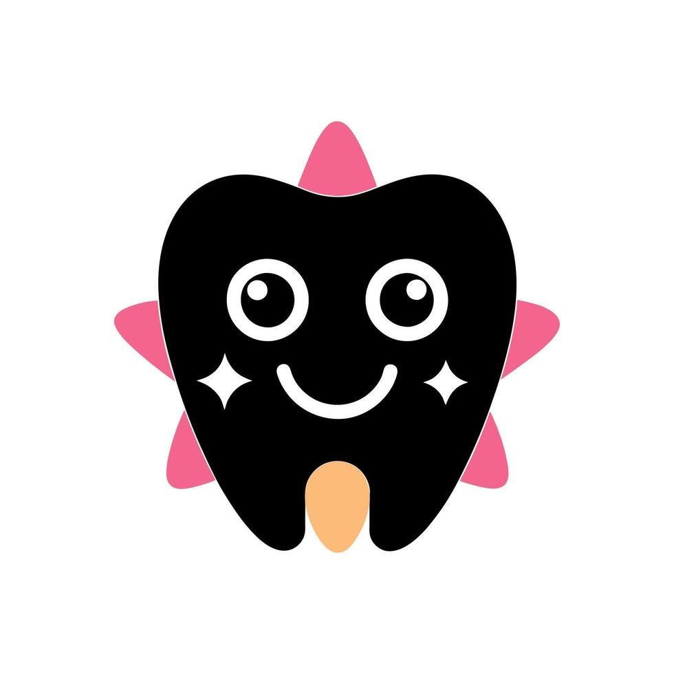 Cute Tooth Character Icon - Fun Illustration of a Smiling Tooth with Sunburst Design vector