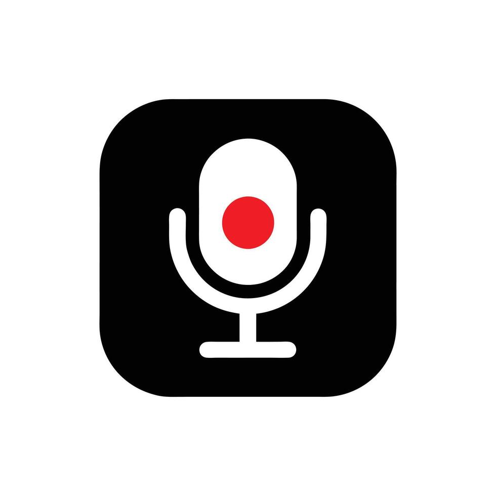 Microphone Icon - Simple Illustration of Audio Recording Symbol with Red Button vector