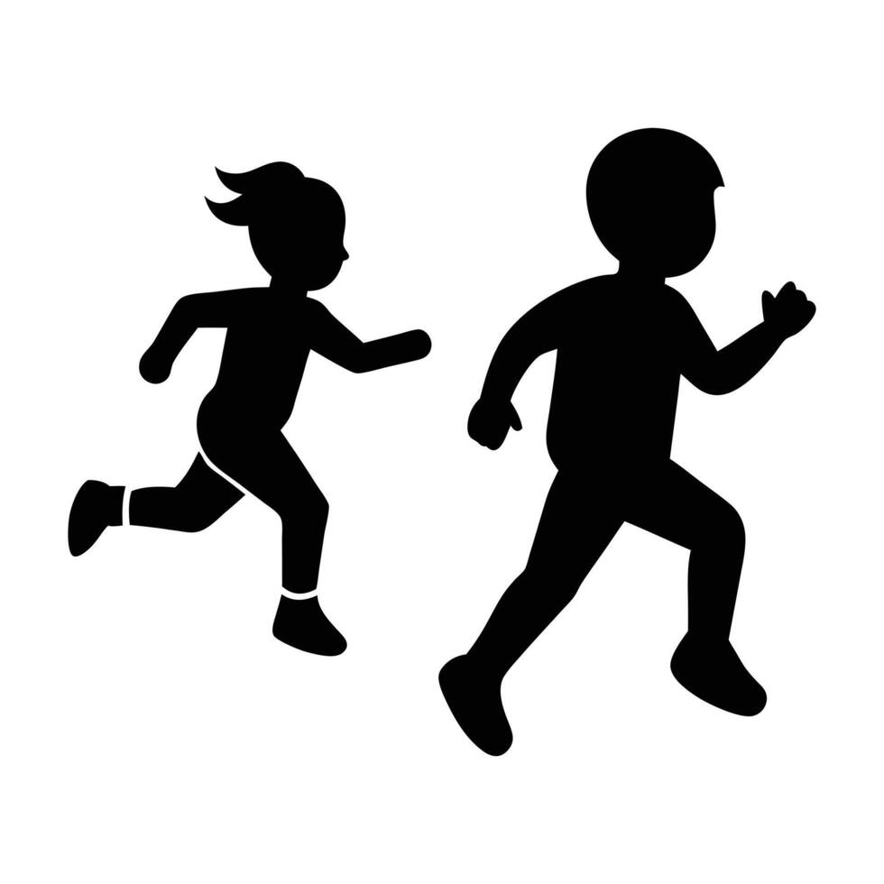 Running Kids Silhouette Icon - Simple Illustration of Children in Motion vector
