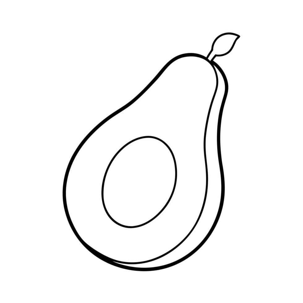 Avocado Line Art Icon - Simple Illustration of Half Avocado with Seed vector