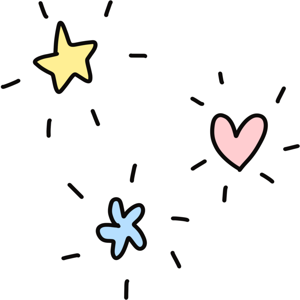 pastel cute elements with glitter for decoration png