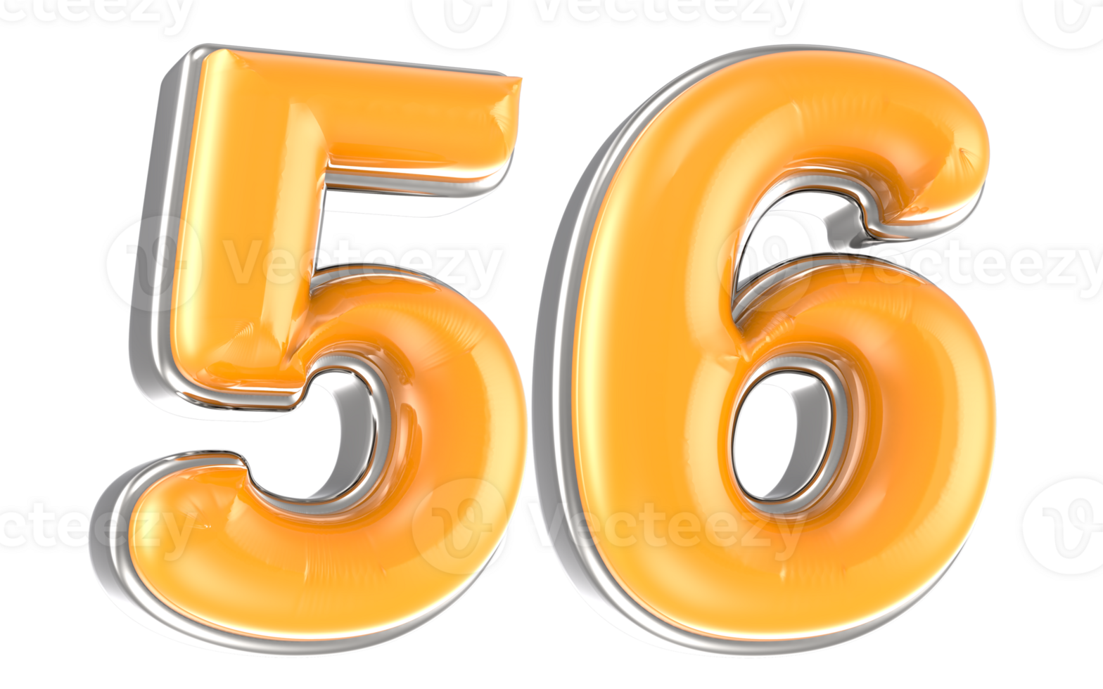 White And Yellow Number 56 3D Render png