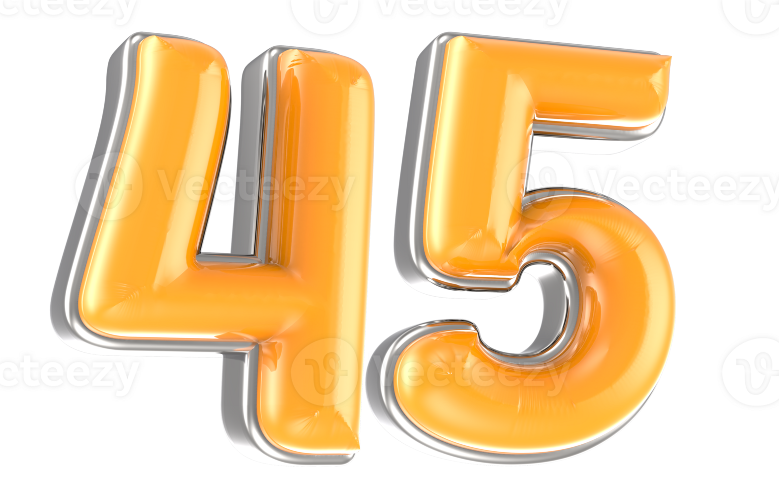 White And Yellow Number 45 3D Render png