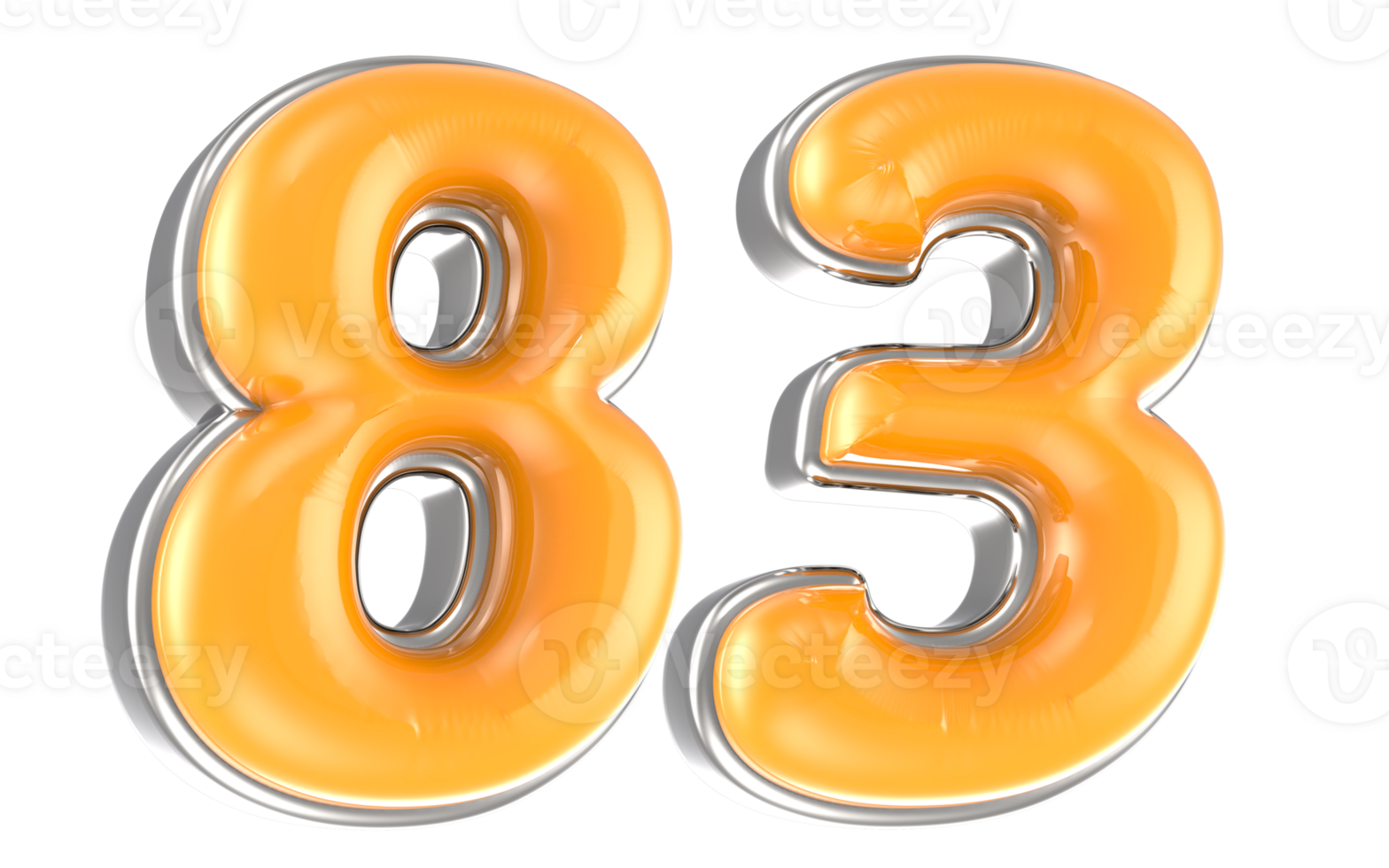 White And Yellow Number 83 3D Render png