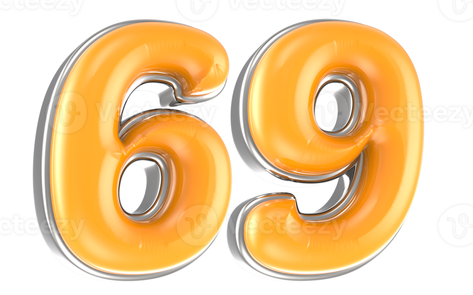 White And Yellow Number 69 3D Render png