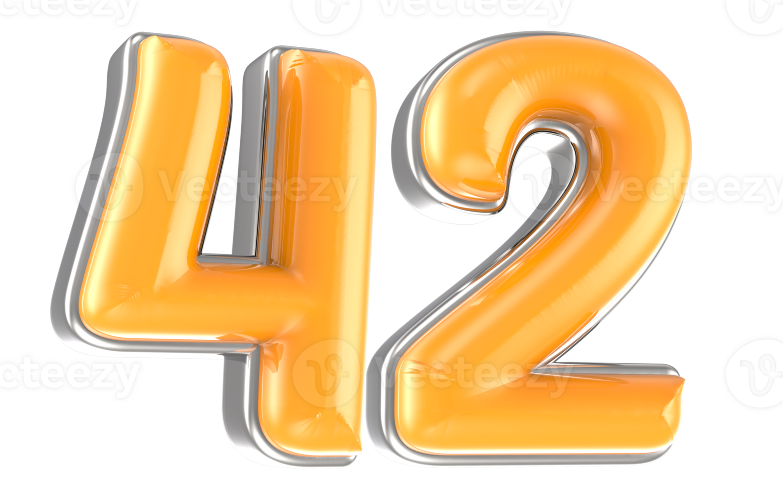 White And Yellow Number 42 3D Render png