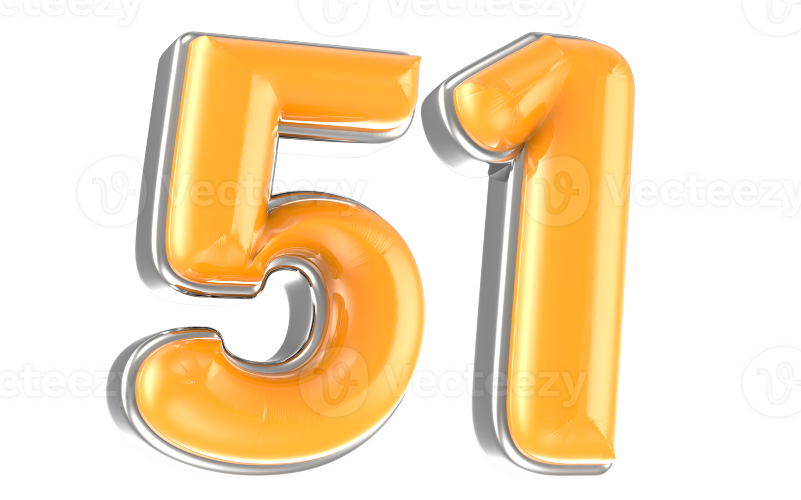 White And Yellow Number 51 3D Render png