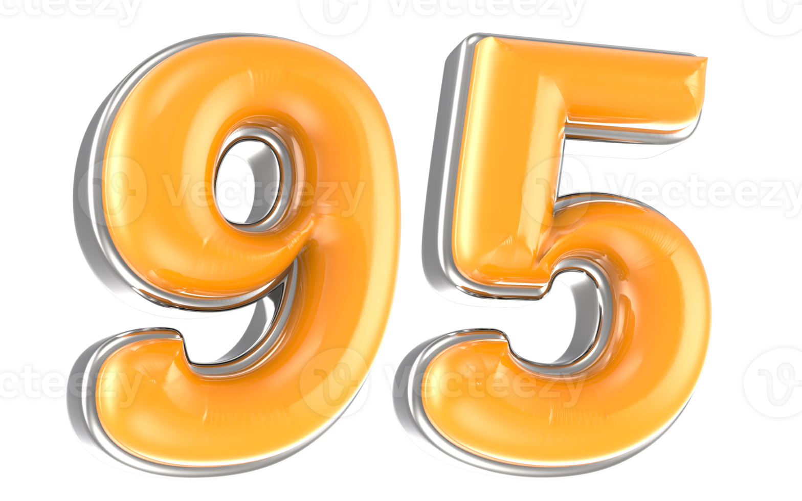 White And Yellow Number 95 3D Render png