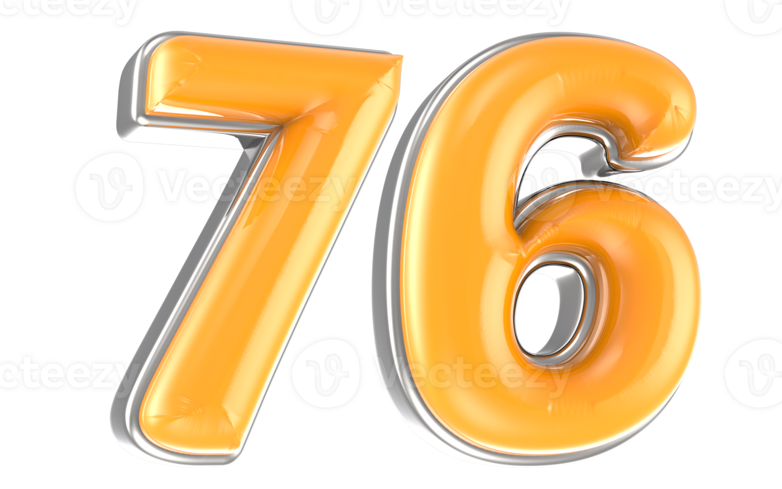 White And Yellow Number 76 3D Render png