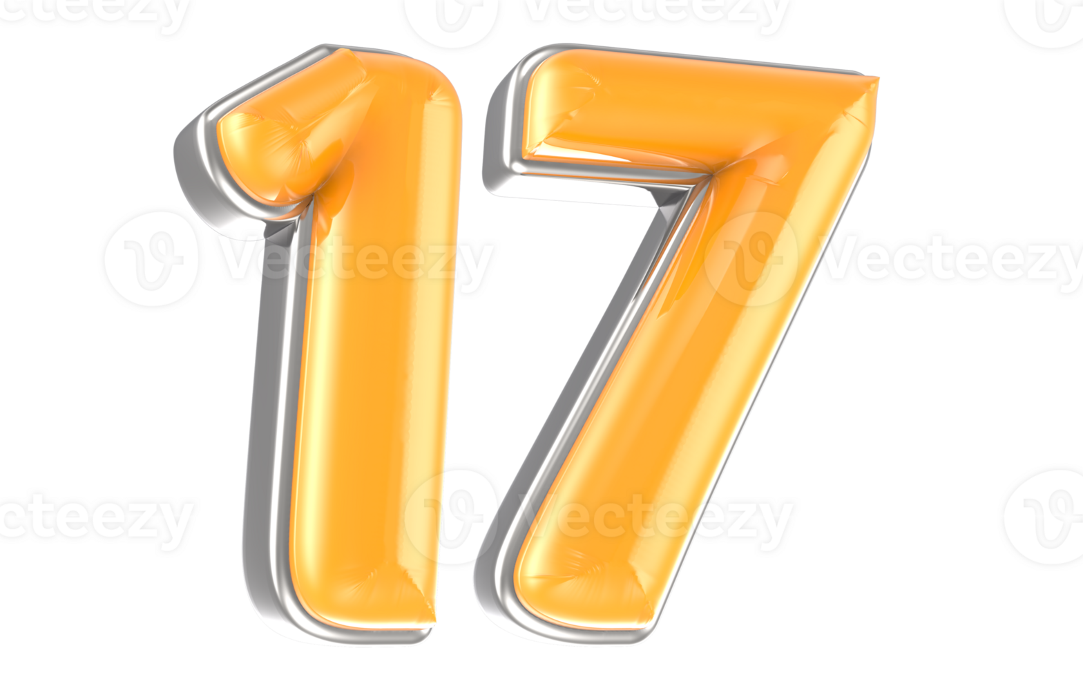 White And Yellow Number 17 3D Render png
