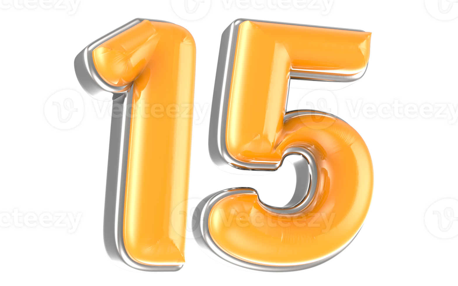 White And Yellow Number 15 3D Render png