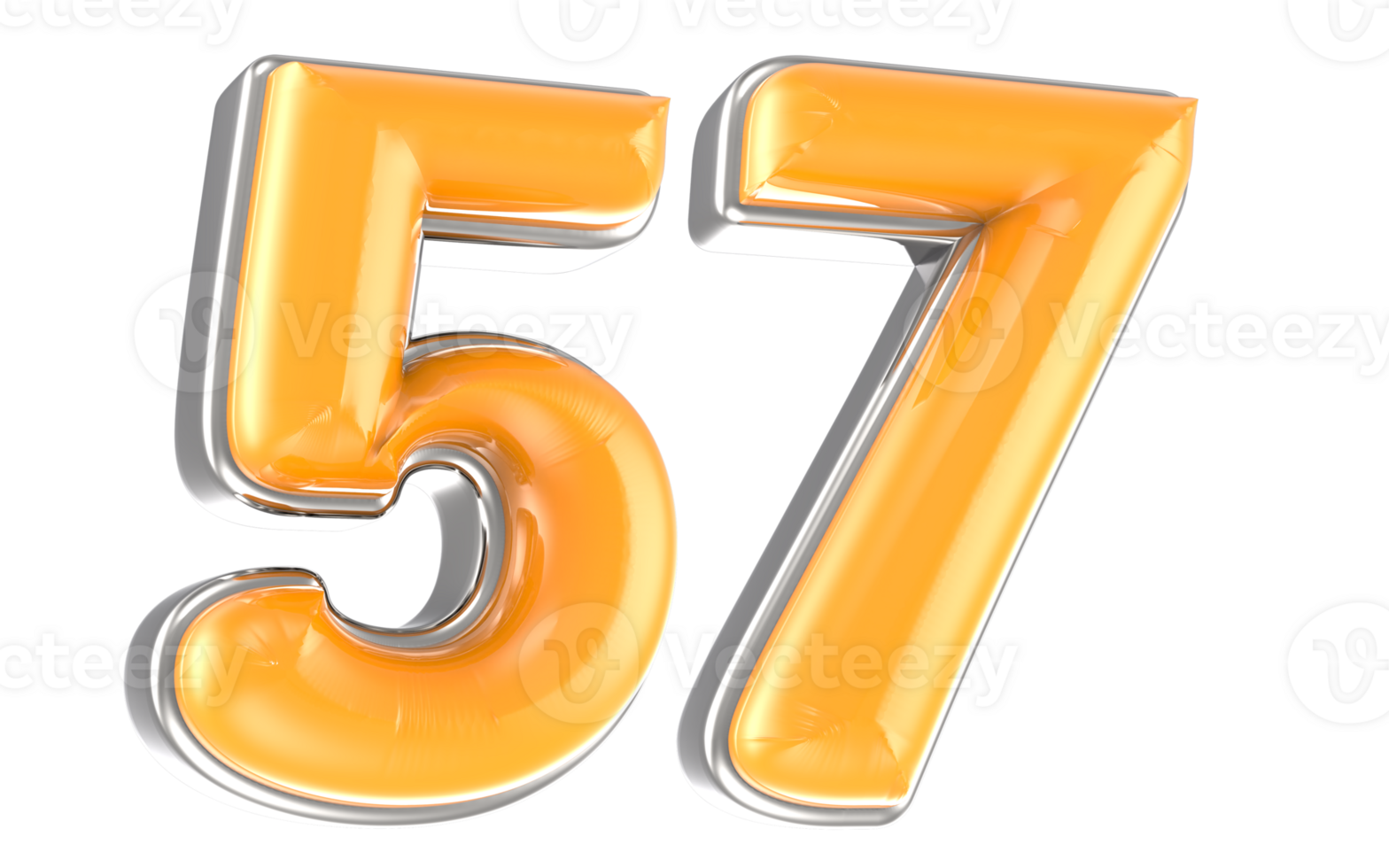 White And Yellow Number 57 3D Render png