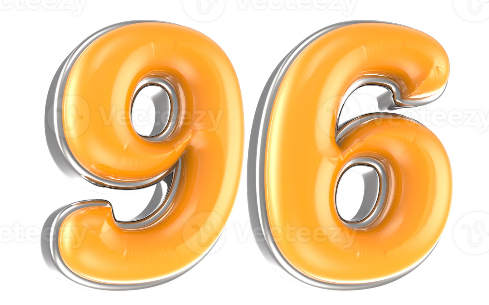 White And Yellow Number 96 3D Render png