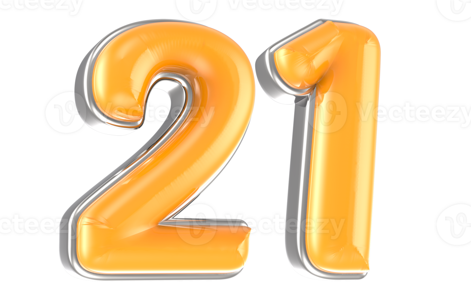 White And Yellow Number 21 3D Render png