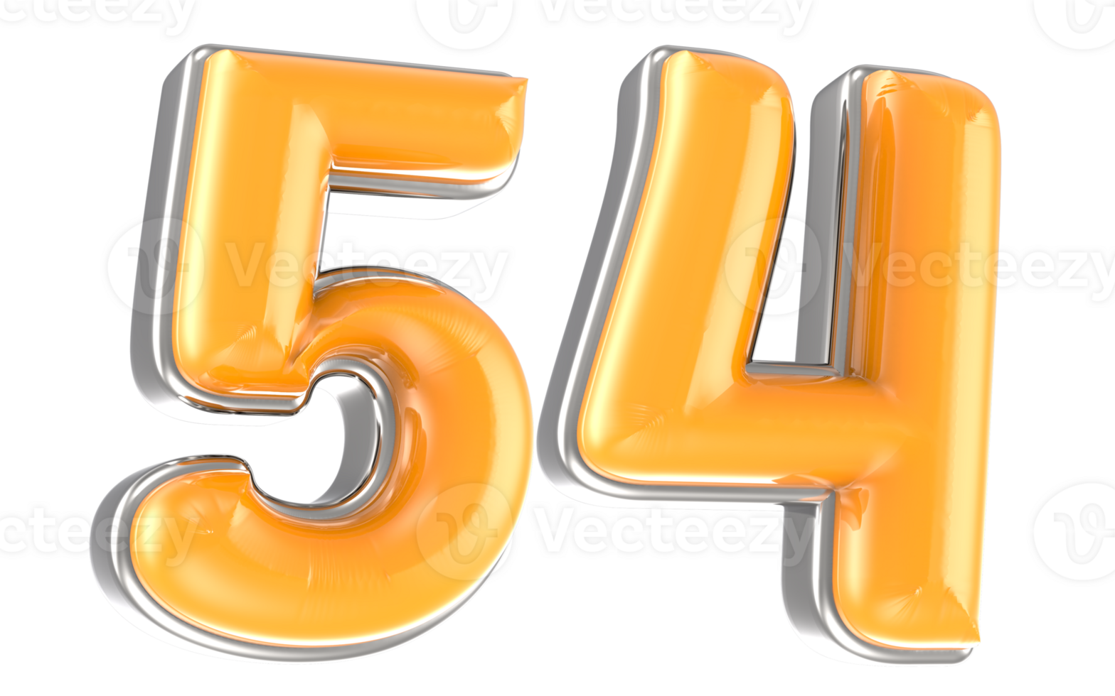 White And Yellow Number 54 3D Render png