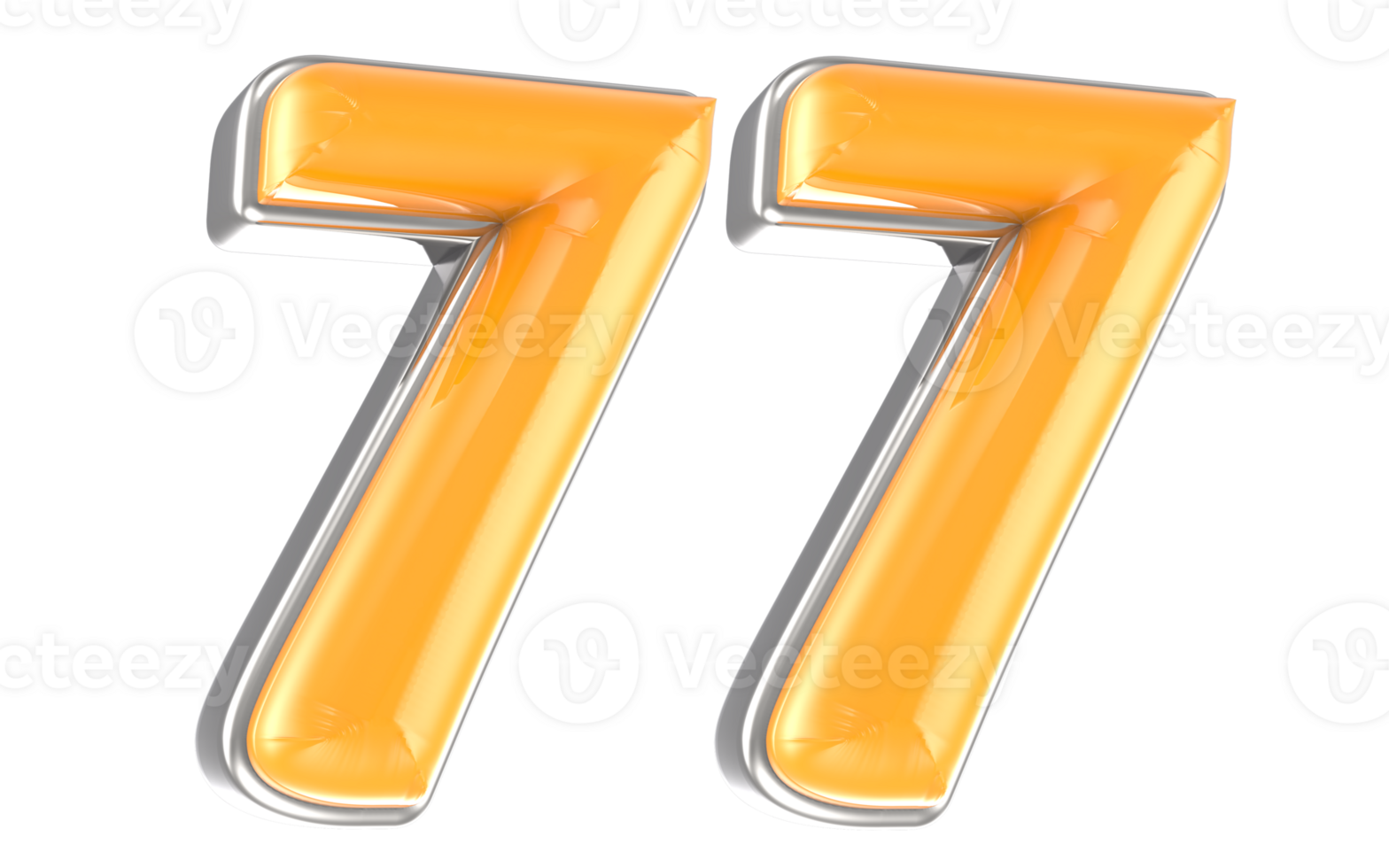 White And Yellow Number 77 3D Render png