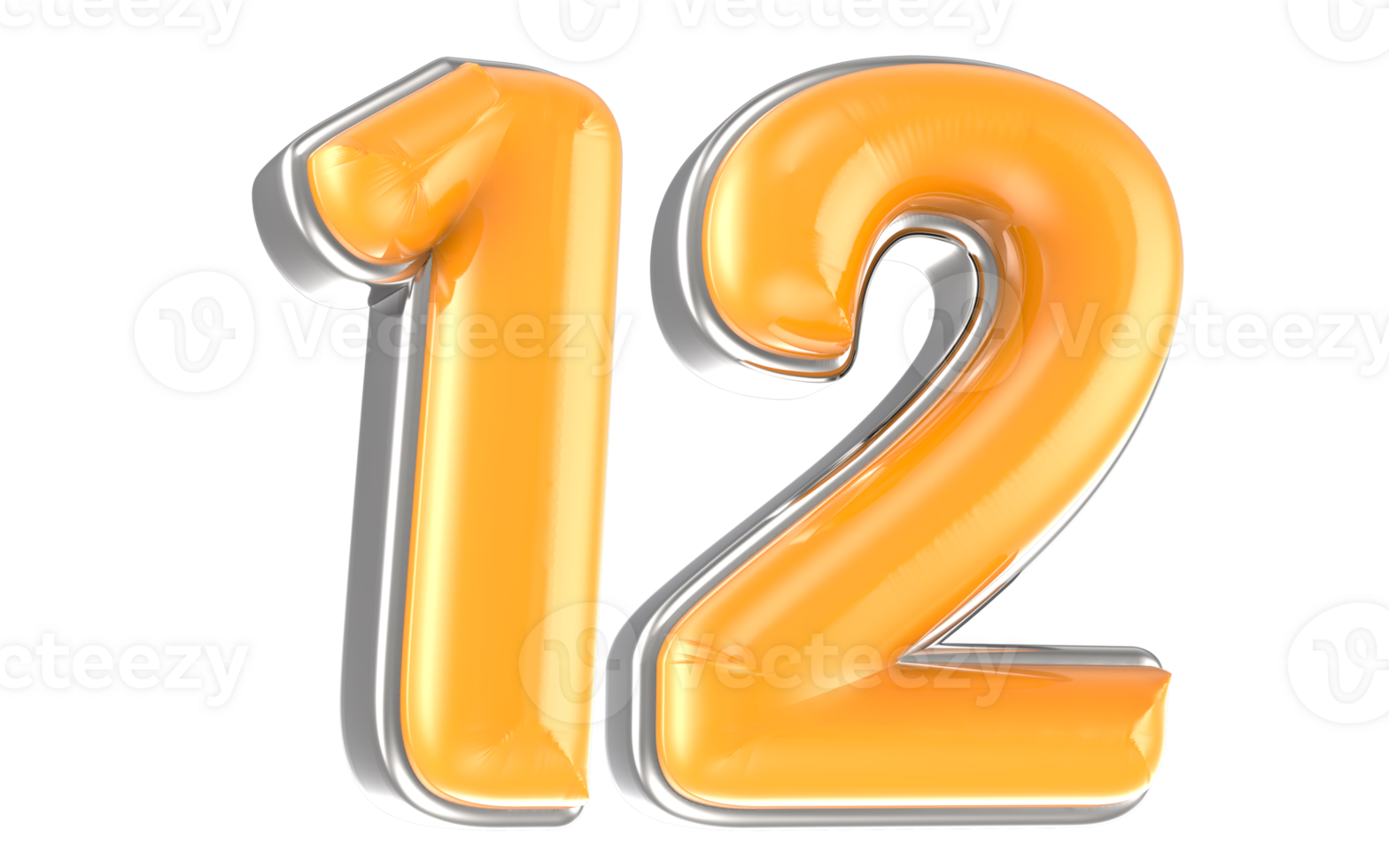 White And Yellow Number 12 3D Render png