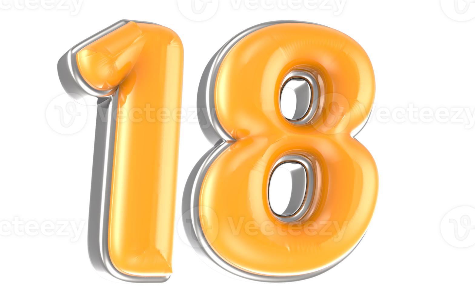 White And Yellow Number 18 3D Render png