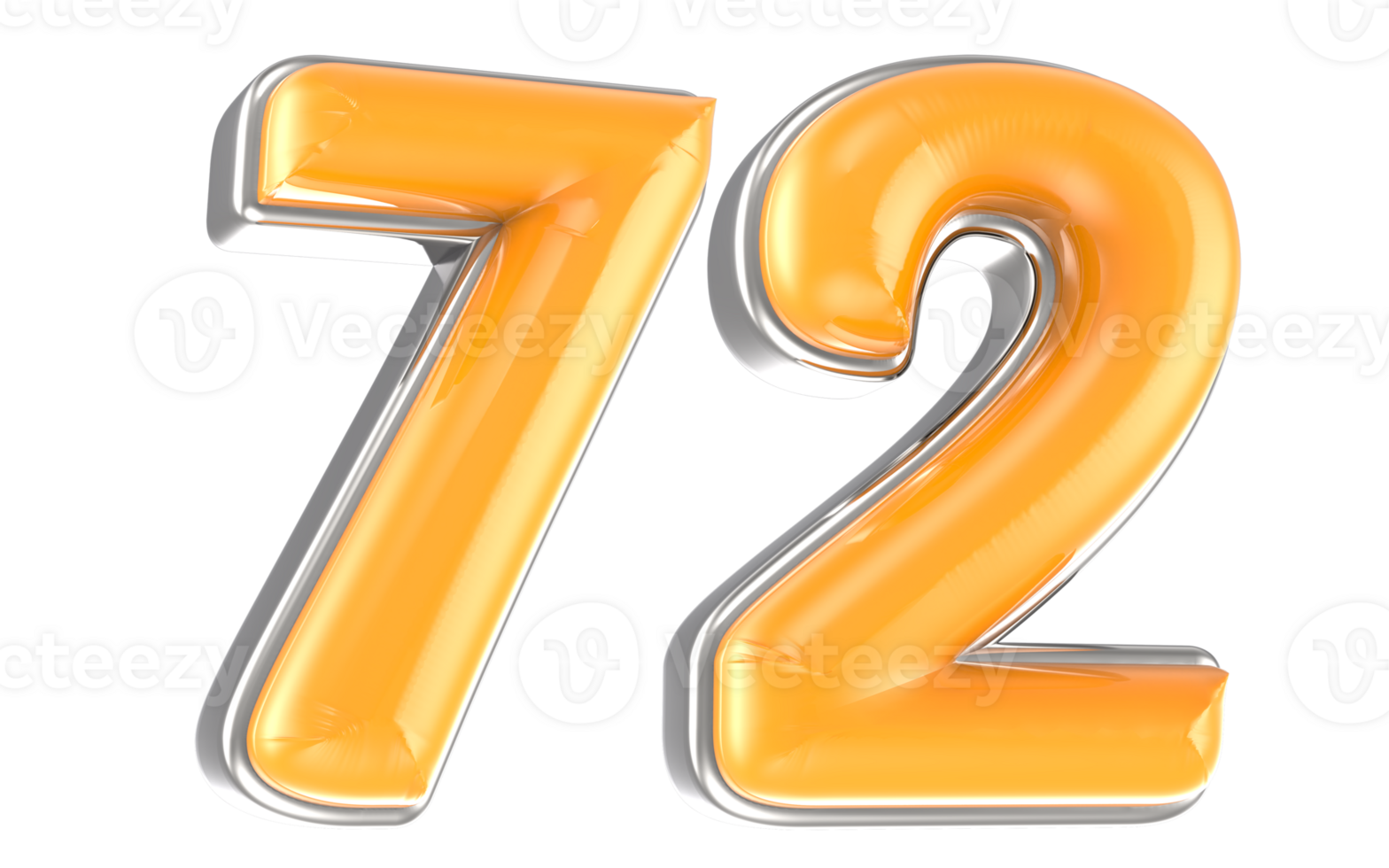 White And Yellow Number 72 3D Render png