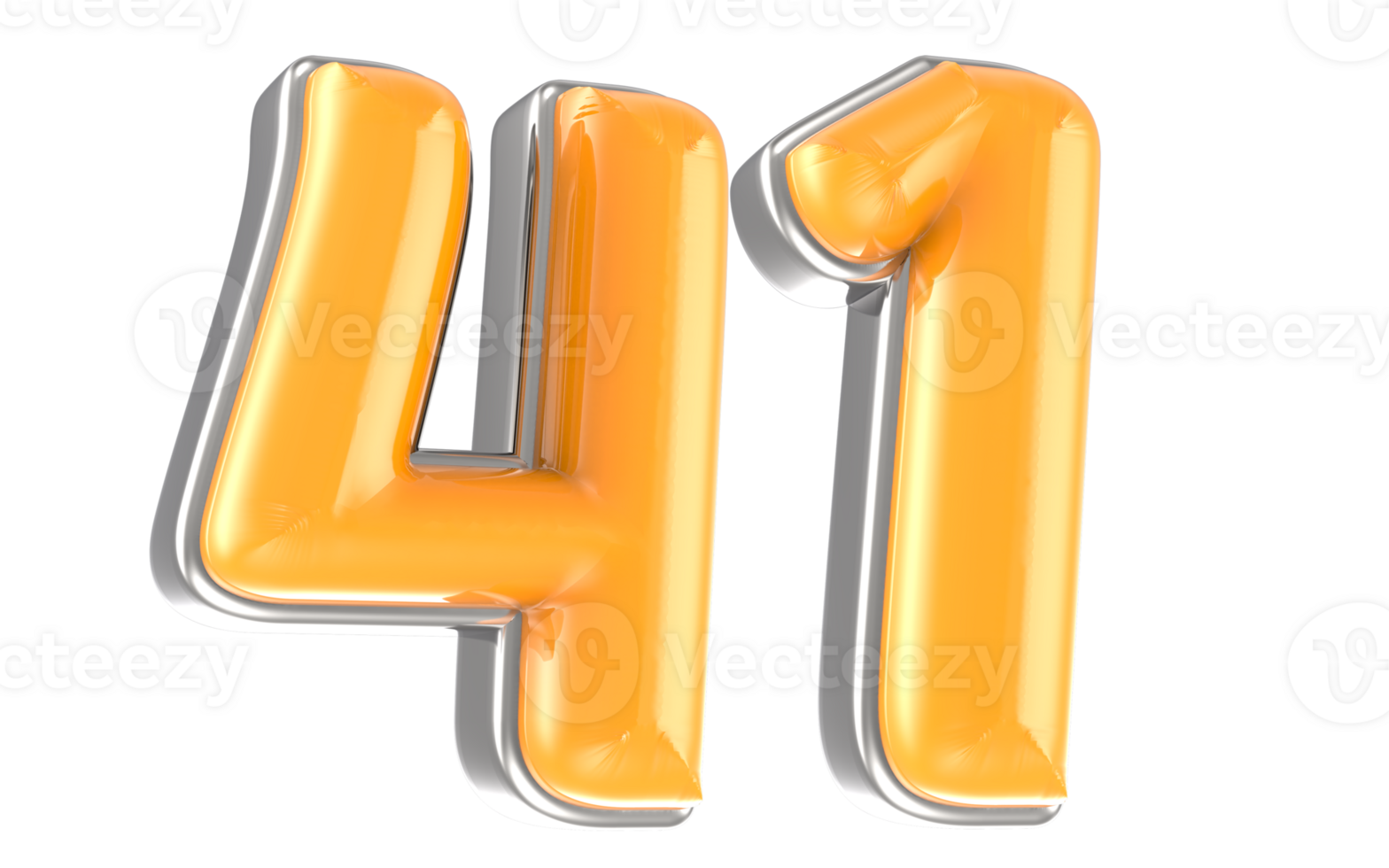 White And Yellow Number 41 3D Render png