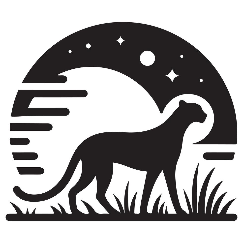 Minimalist Cute Cheetah Silhouette Illustration Design vector
