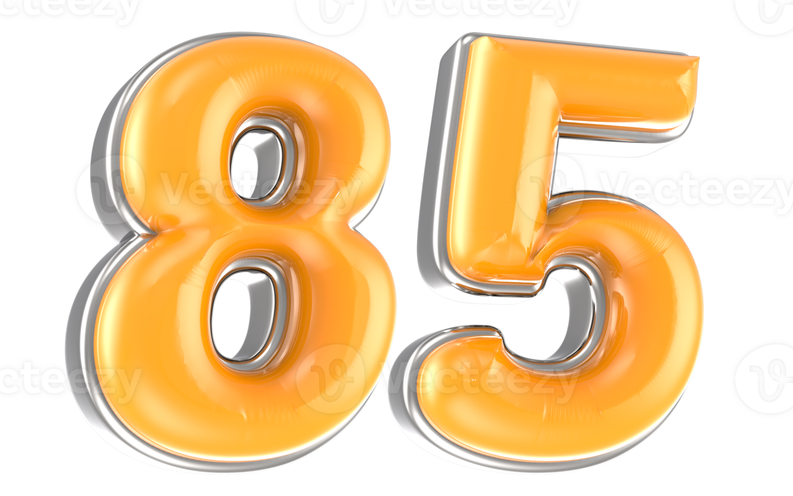 White And Yellow Number 85 3D Render png
