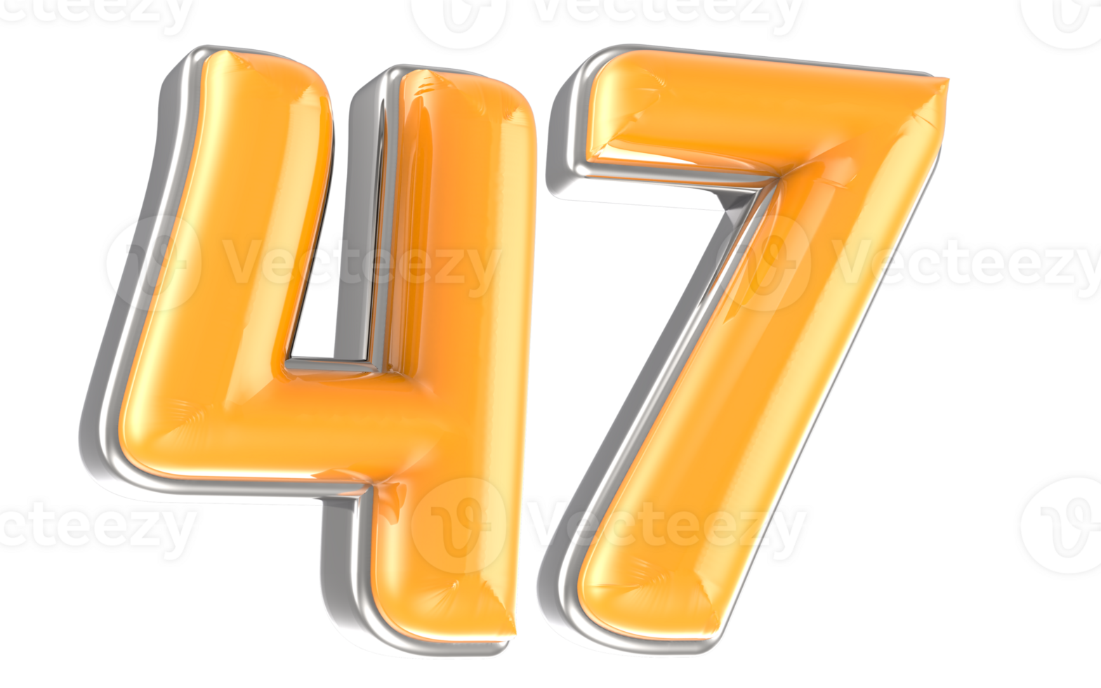White And Yellow Number 47 3D Render png