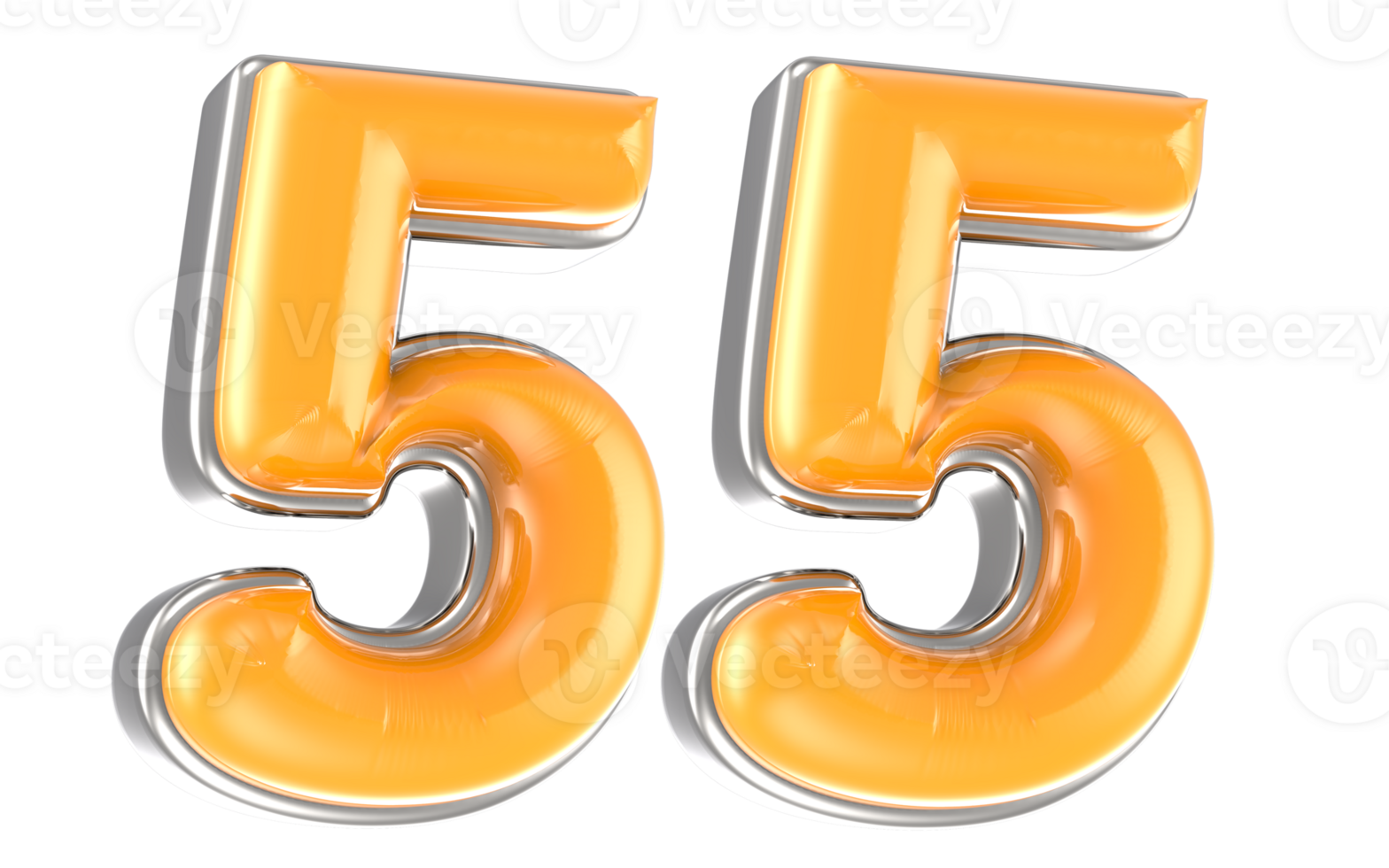 White And Yellow Number 55 3D Render png