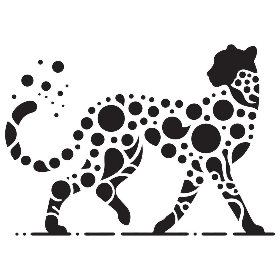 Cheetah Silhouette Illustration in Dot Art vector