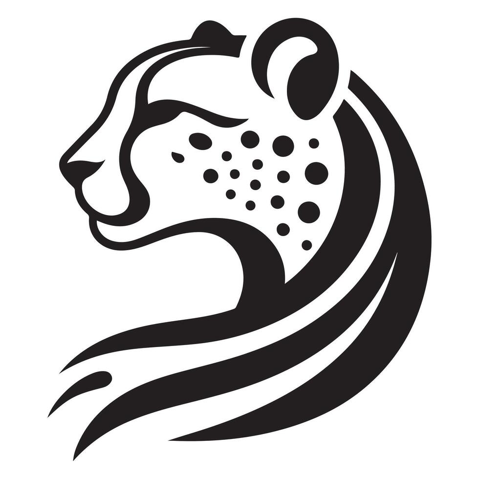 Abstract Cheetah Head Silhouette in Dot and Line Design vector