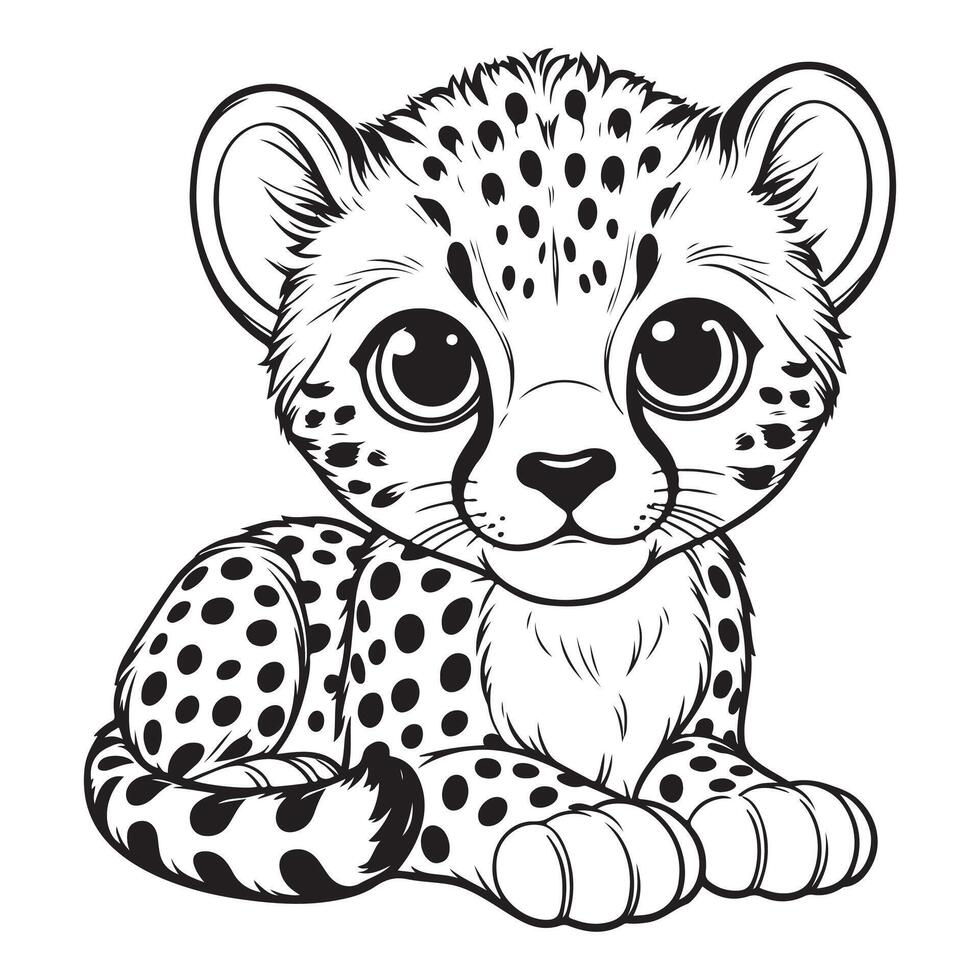 Adorable Baby Cheetah Illustration And Animal Art vector