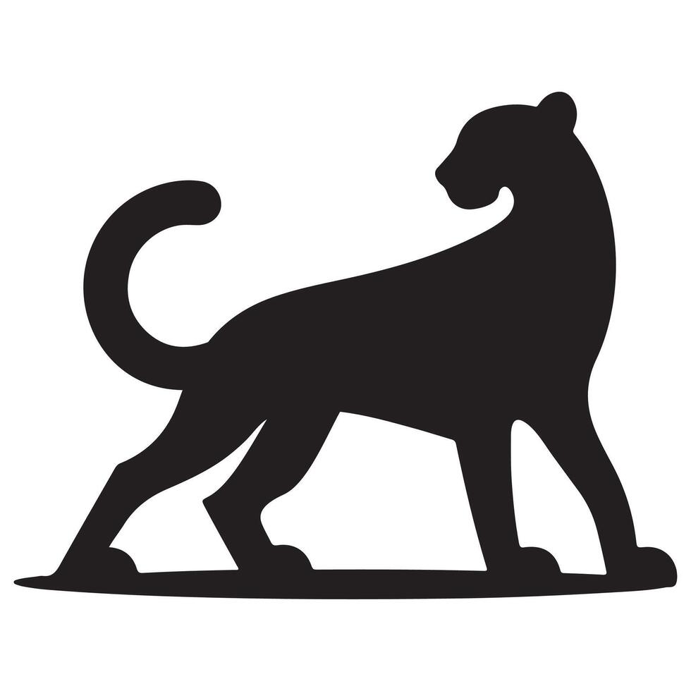 Silhouette Cheetah Design With Black and White Illustration vector