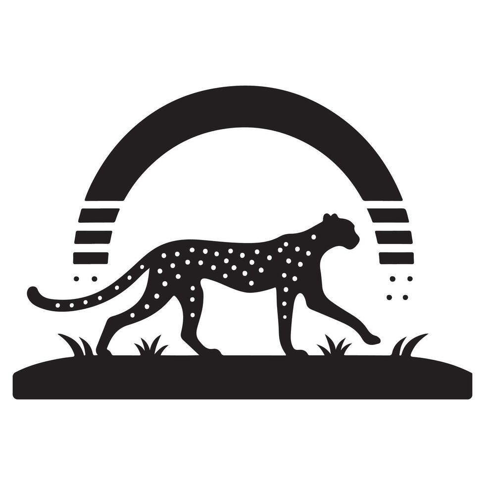 Minimlist Art Of Cheetah Silhouette vector