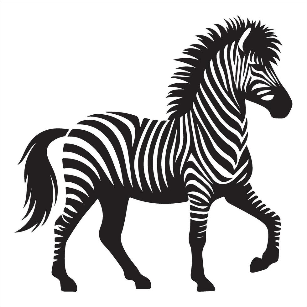 Abstract Zebra Silhouette Design in Bold Black and White illustration Style vector