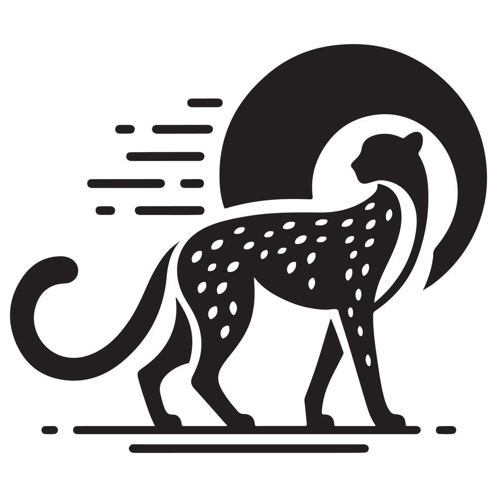 Cheetah Silhouette Design And Abstract Illustration Art vector