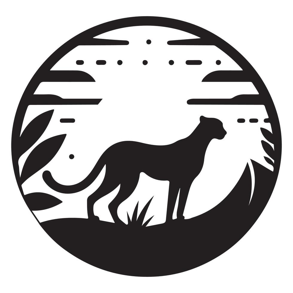 Minimalist Cheetah Silhouette Illustration Art vector