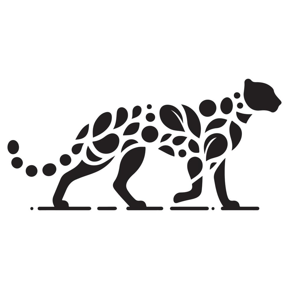 Stylized Cheetah Silhouette Illustration in Dot Art vector