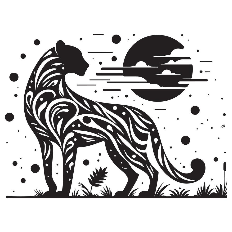 Cute Cheetah Silhouette Design vector