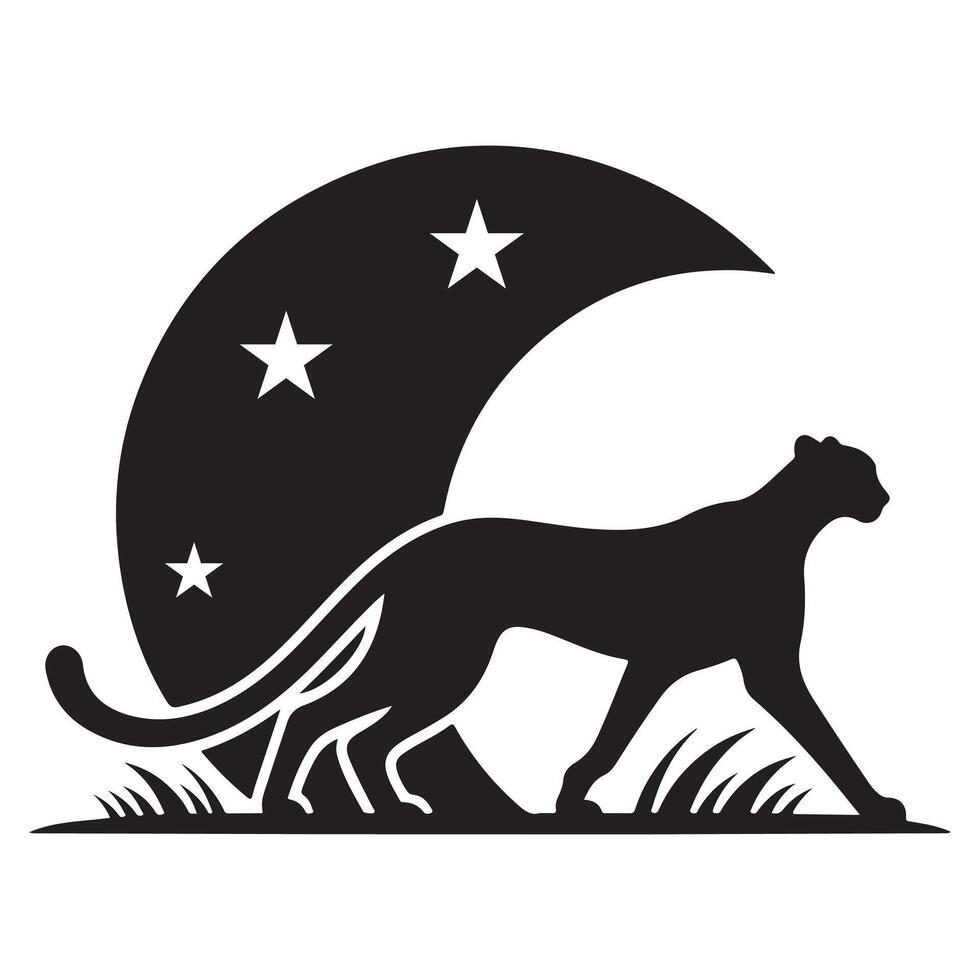 Cheetah Silhouette Illustration Art of Minimalist Style vector
