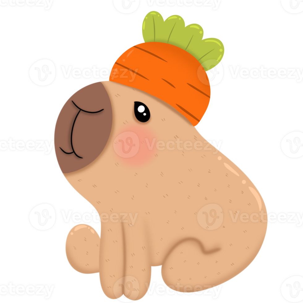 Capybara with carrot hat png
