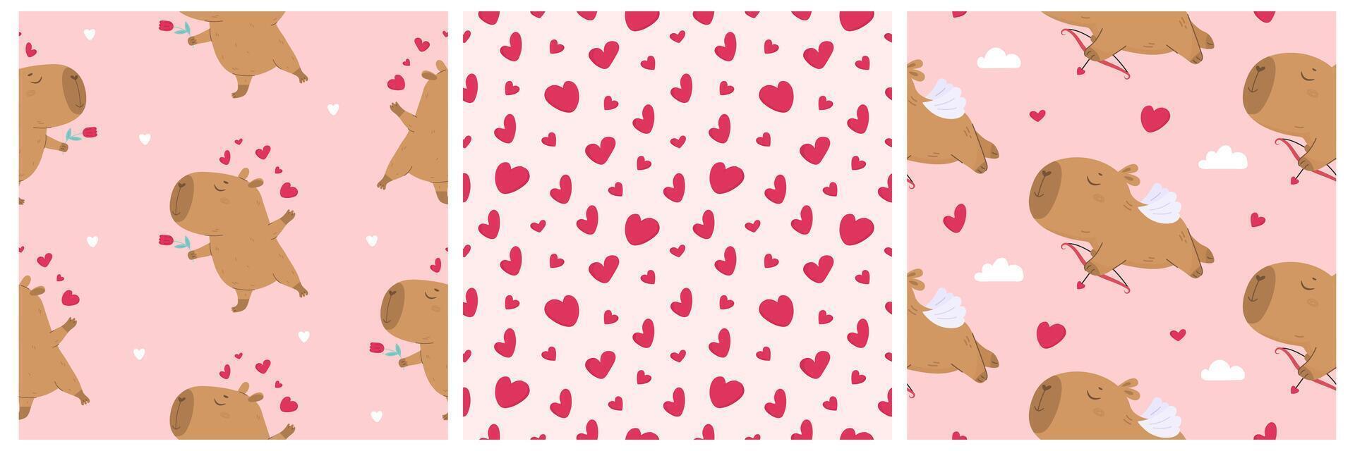 Valentines day seamless pattern set vector