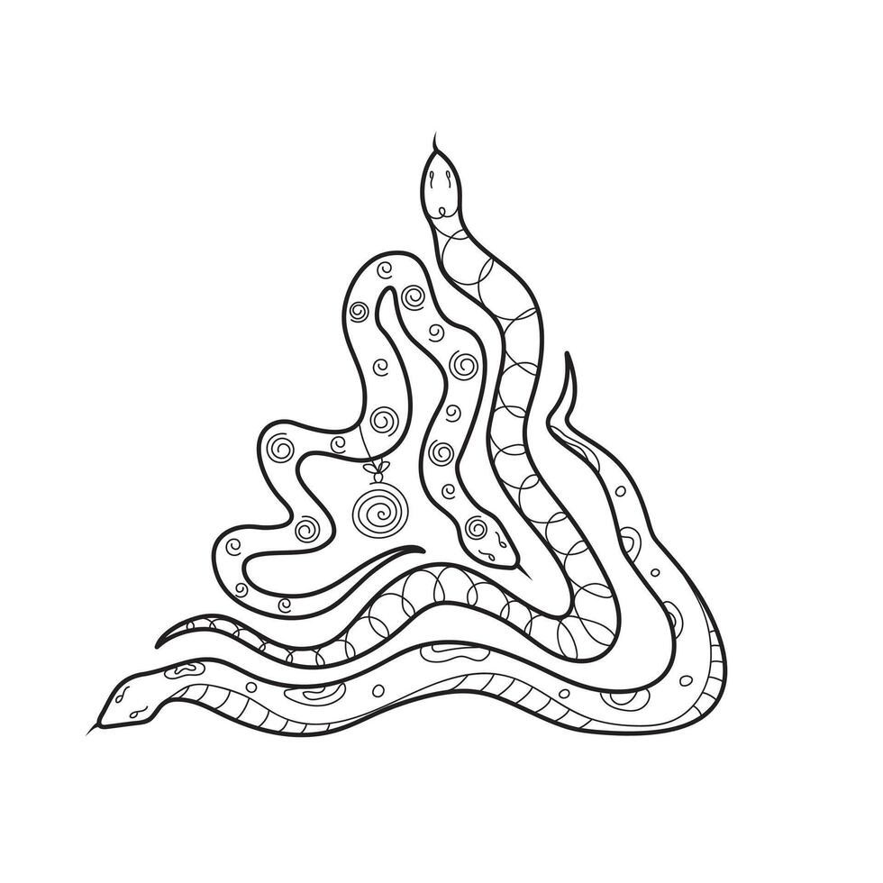 Abstract Christmas tree made of snakes. Creative illustration symbol of 2025. vector