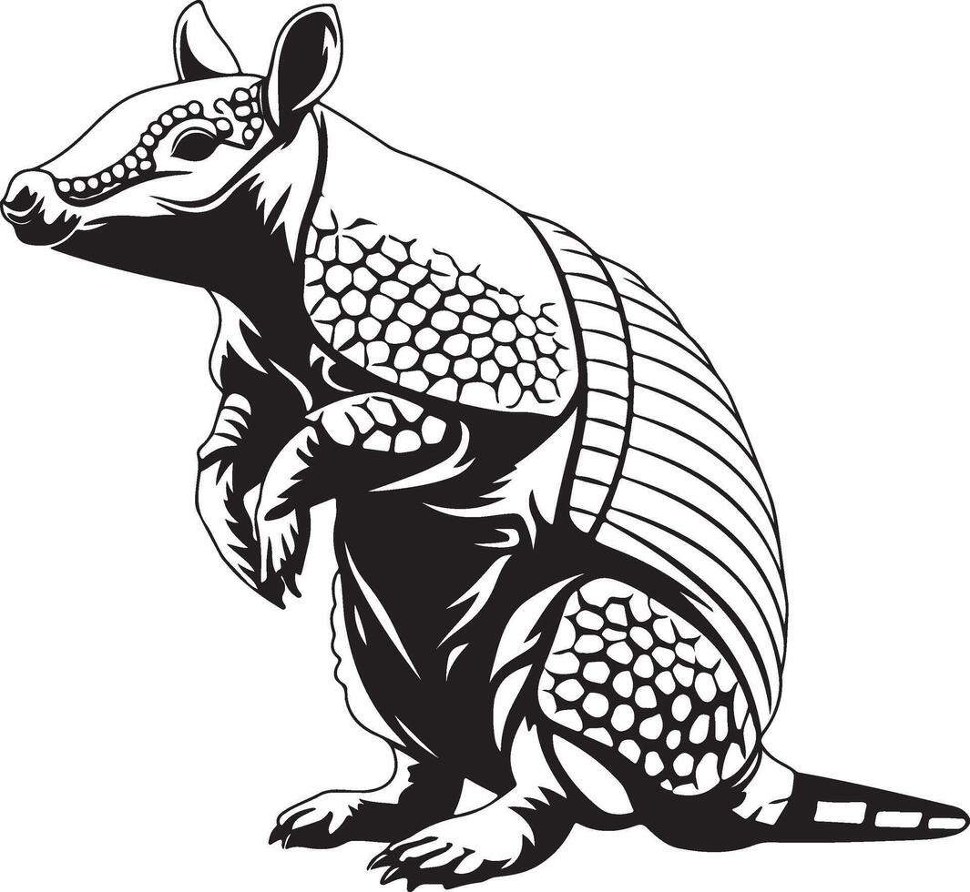 Armadillo silhouette cute mammal animal drawing graphic art design isolated on white vector