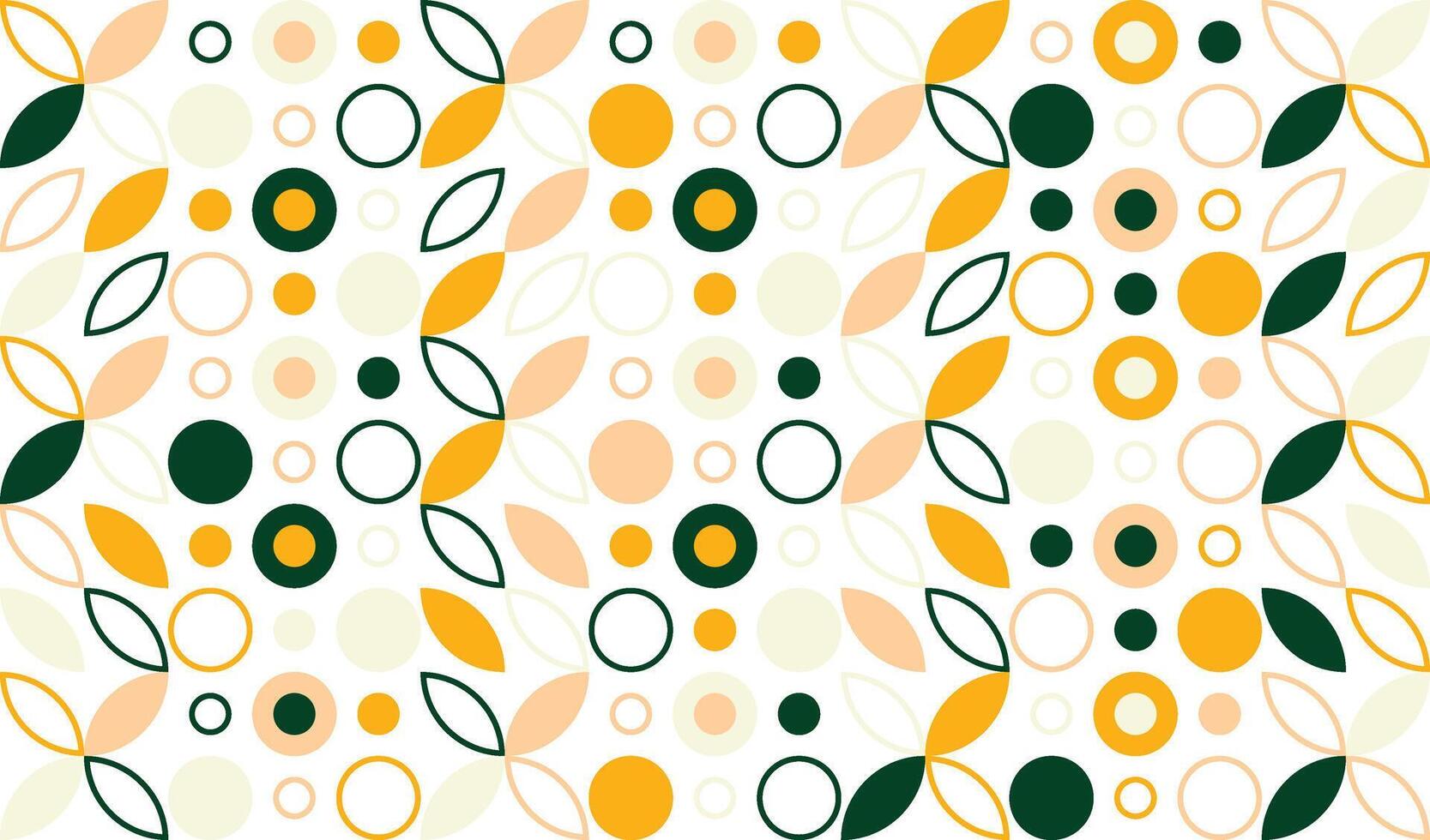 a pattern with circles and circles in green, yellow and orange vector