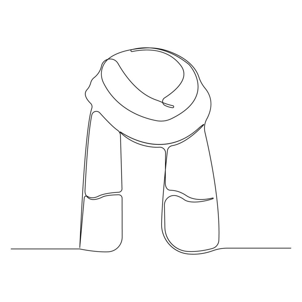 Hand-drawn scarf one-line art drawing. Scarf for winter continuous outline vector