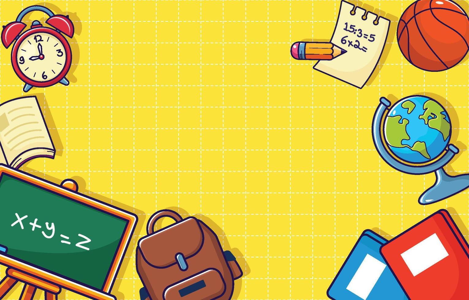 Back to school background with school supplies vector