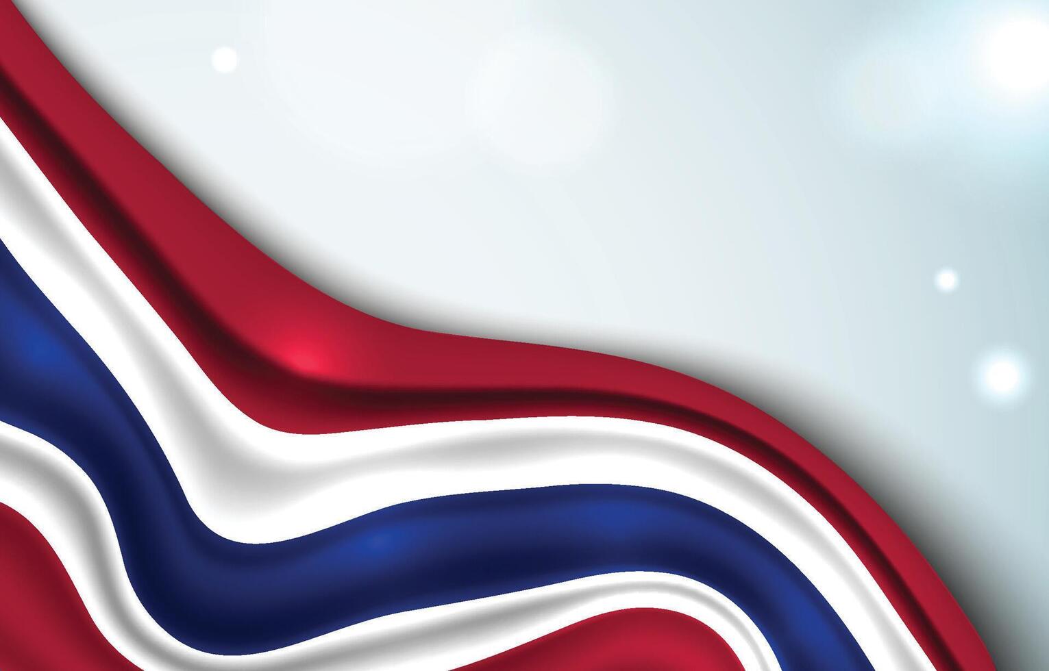 Flag of Thailand waving with bokeh and blue background vector